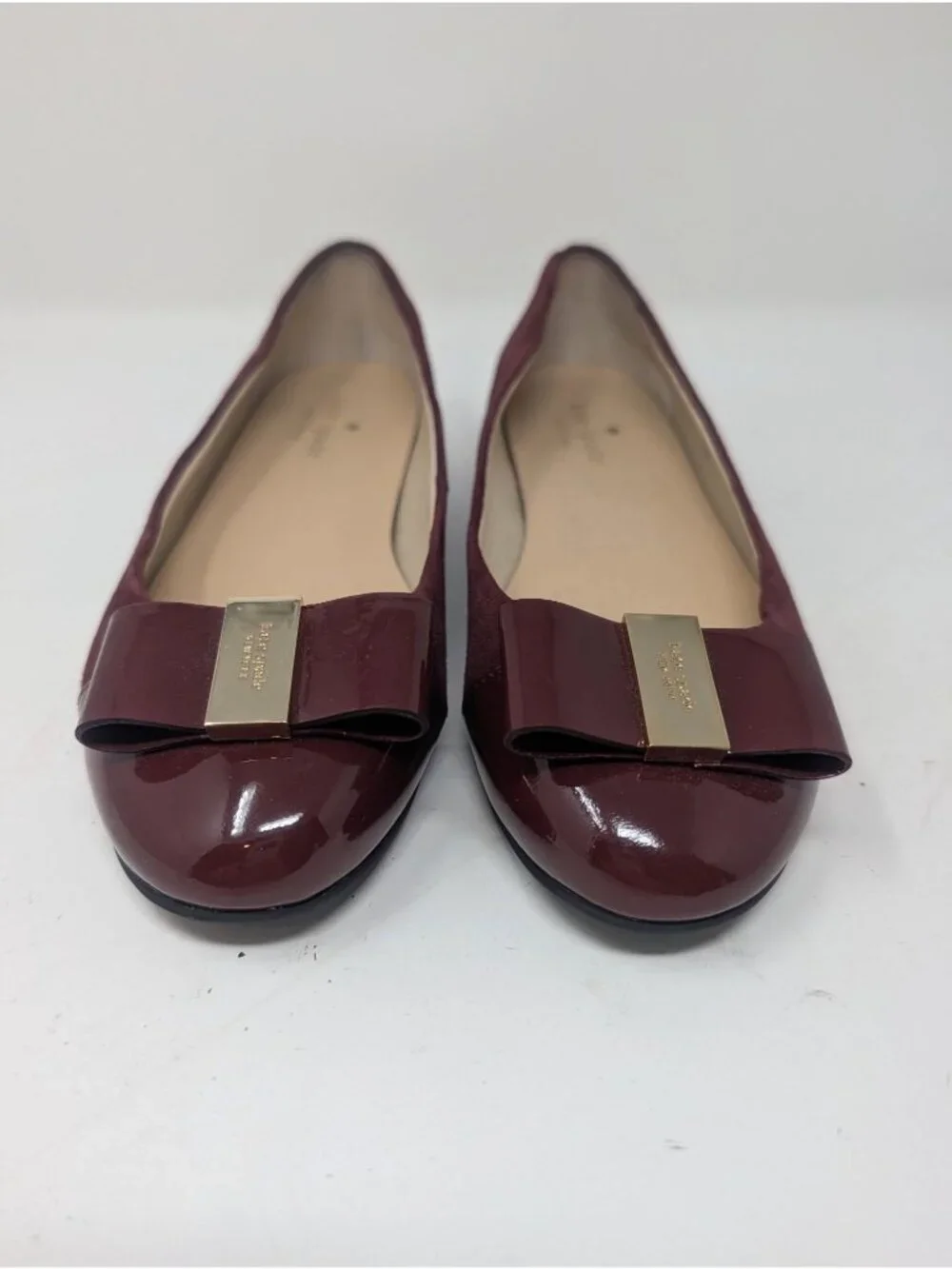 Kate Spade Burgundy Ballet Flats 6 Suede Patent Leather